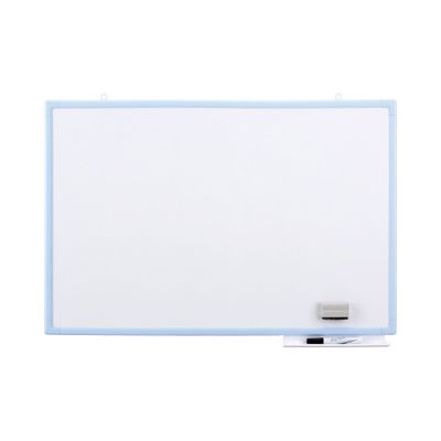 日学　樹脂枠ホワイトボード(ブルー枠)無地　スチール　壁掛け　600×900mm　片面