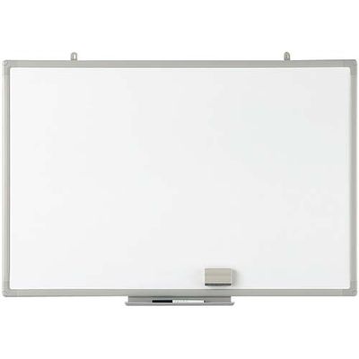 日学　樹脂枠ホワイトボード(グレー枠)無地　スチール　壁掛け　600×900mm　片面