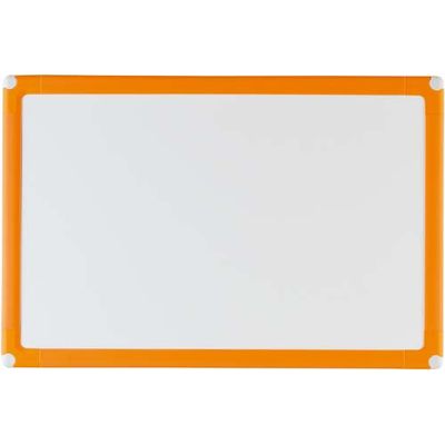 日学　樹脂枠ホワイトボード(オレンジ枠)無地　スチール　壁掛け　300×450mm　片面