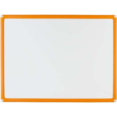 日学　樹脂枠ホワイトボード(オレンジ枠)無地　スチール　壁掛け　450×600mm　片面