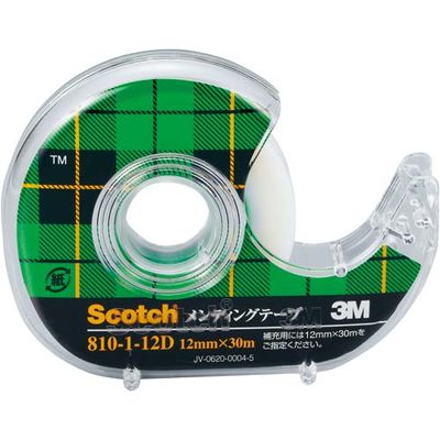 スコッチ　メンディングテープ　小巻　カッター付　810-1-12D