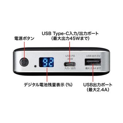 送料無料｜USB PD対応モバイルバッテリー BTL-RDC15 サンワサプライ 
