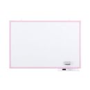 日学　樹脂枠ホワイトボード(ピンク枠)無地　スチール　壁掛け　600×900mm　片面