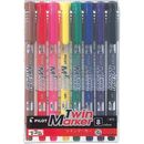油性ツインマーカー　細・極細　8色セット　MEF-96EU-8C
