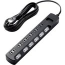 延長コード　電源タップ　5m　6個口　個別スイッチ　雷ガード　ほこり防止　黒